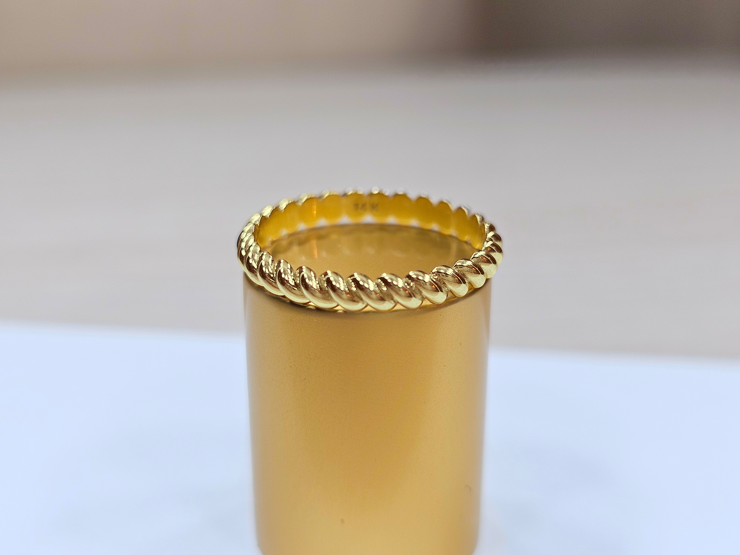 14K Solid Gold Handmade Rope Pattern Ring Band