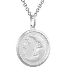Load image into Gallery viewer, 925 Sterling Silver Round Crescent Moon and Star Pendant 13mm-22mm Tall

