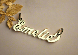 10K Solid Yellow Gold Personalized Custom Name Pendant Charm Outlined