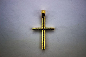 Authentic 14K Yellow Gold Small Cross Pendant Charm with CZ