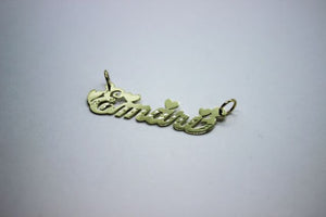 10K Solid Yellow Gold Personalized Custom Name Pendant Charm Heart Diamond Cut