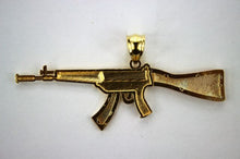 Load image into Gallery viewer, Authentic 10K Solid Yellow White Rose Gold Tri-Color Gun Rifle Pendant Charm
