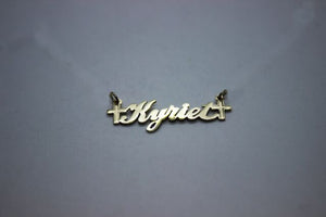 10K Solid Yellow Gold Personalized Custom Name Pendant Charm with Cross