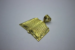 14K Yellow Gold Bible Book Pendant