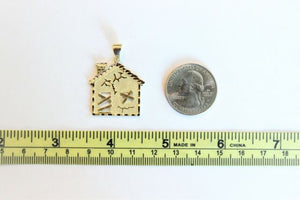 10K Yellow Gold Trap House Pendant Charm