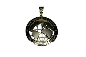 10K Solid Yellow Gold The World Is Yours Globe Pendant