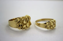 Load image into Gallery viewer, 14K Yellow Gold Nugget Ring Diamond Cut 3 Sizes &amp; Ring Size 5 ~ 13
