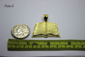 14K Yellow Gold Bible Book Pendant