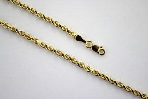 Authentic 10K Solid Yellow Gold Rope Twist Link Chain Necklace 3mm x 16" ~ 30"