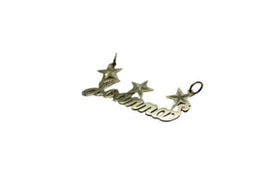 14K Solid Yellow Gold Personalized Custom Handmade Name Pendant Charm with Stars