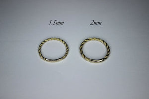 10K Solid Yellow Gold Rope Ring Band