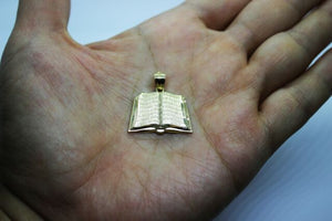 14K Yellow Gold Bible Book Pendant