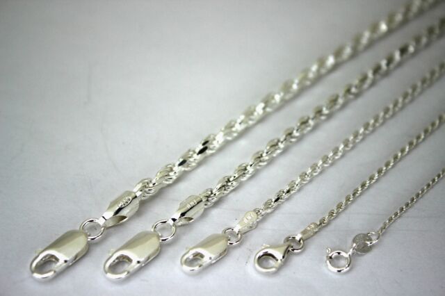 925 Sterling Silver Rope Necklace Bracelet Chain 1mm~4mm/7~10