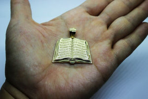 14K Yellow Gold Bible Book Pendant