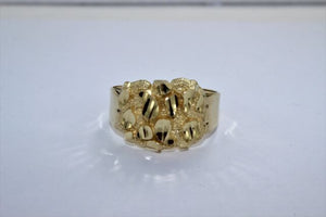 14K Yellow Gold Nugget Ring Diamond Cut 3 Sizes & Ring Size 5 ~ 13