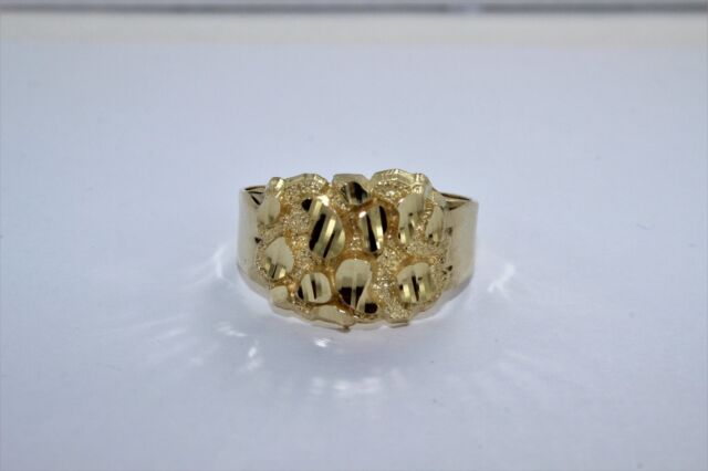 14K Yellow Gold Nugget Ring Diamond Cut 3 Sizes & Ring Size 5 ~ 13