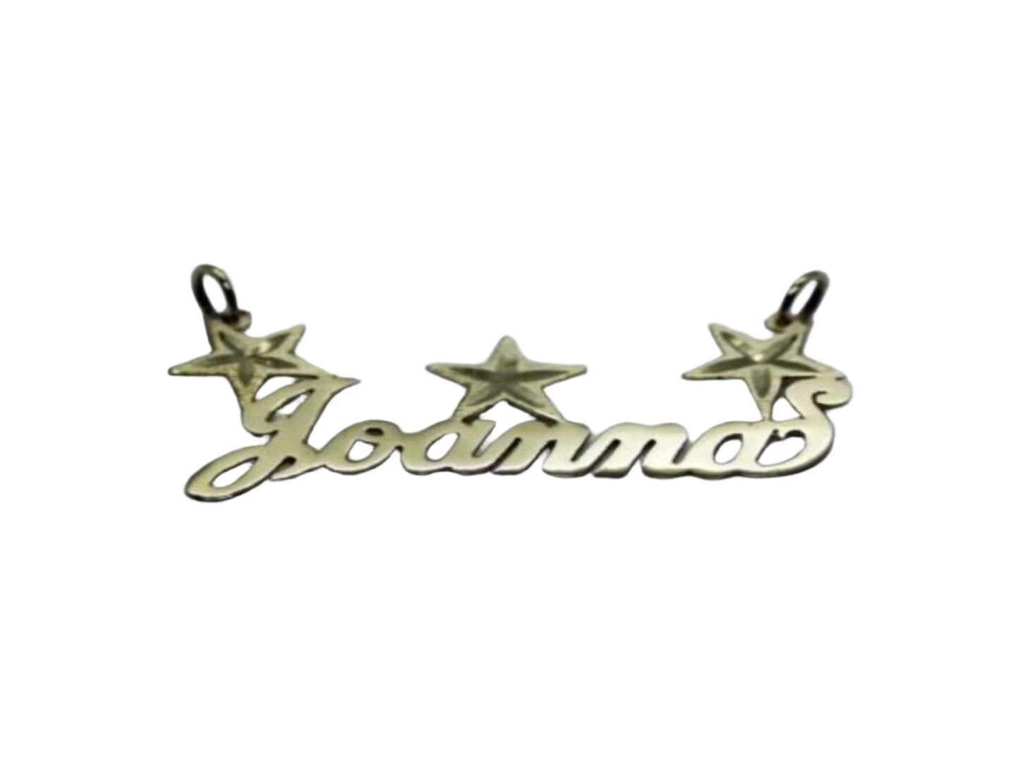 14K Solid Yellow Gold Personalized Custom Handmade Name Pendant Charm with Stars