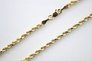 Authentic 10K Hollow Yellow Gold Rope Twist Link Chain Necklace 3mm x 18" ~ 30"