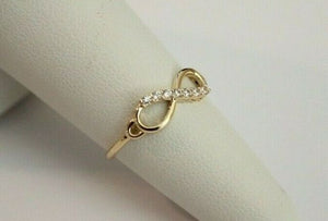 14K Yellow Gold Infinity Ring with CZ