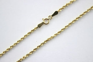 Authentic 10K Hollow Yellow Gold Rope Twist Link Chain Necklace 2mm x 16" ~ 30"