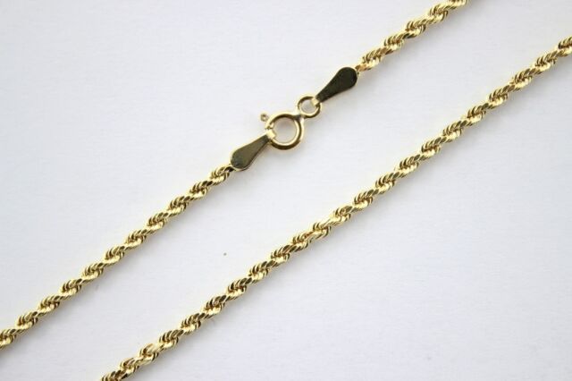 Authentic 10K Hollow Yellow Gold Rope Twist Link Chain Necklace 2mm x 16