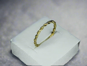 10K Solid Yellow Gold Rope Ring Band