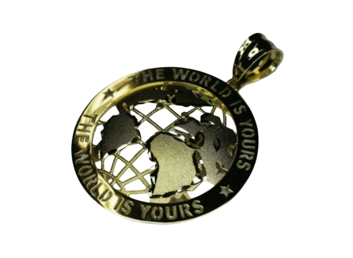 10K Solid Yellow Gold The World Is Yours Globe Pendant