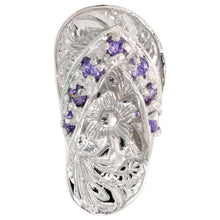 Load image into Gallery viewer, 925 Sterling Silver CZ Hawaiian Flip Flops Pendant 3/4 Inch (19mm) Tall
