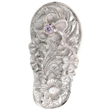 Load image into Gallery viewer, 925 Sterling Silver CZ Plumeria Flip Flops Pendant 13/16 Inch (21mm) Tall
