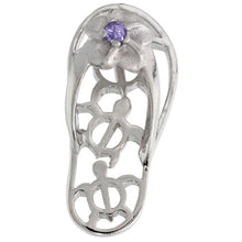 Load image into Gallery viewer, 925 Sterling Silver CZ Hawaiian Plumeria Flip Flops Pendant 1 Inch (25mm) Tall
