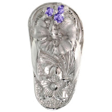 Load image into Gallery viewer, 925 Sterling Silver CZ Hawaiian Hibiscus Flip Flops Pendant 3/4 Inch (19mm) Tall
