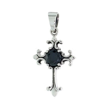 Load image into Gallery viewer, 925 Sterling Silver Nativity Cross Pendant with Large CZ 1 1/16 (27mm) Inch Tall
