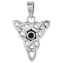 Load image into Gallery viewer, 925 Sterling Silver Triquetras Trinity Knot Pendant with CZ 1 (25mm) Inch Tall
