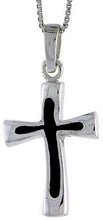 Load image into Gallery viewer, 925 Sterling Silver Various Colors Enamel Wavy Cross Pendant 1 Inch (25mm) Tall
