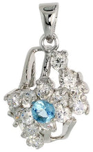 Load image into Gallery viewer, 925 Sterling Silver Cocktail CZ Birthstone Pendant 1/2 Inch (13mm) Long

