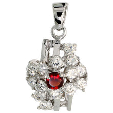Load image into Gallery viewer, 925 Sterling Silver Cocktail CZ Birthstone Pendant 1/2 Inch (13mm) Long
