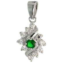 Load image into Gallery viewer, 925 Sterling Silver CZ Birthstone Diamond-Shaped Pendant 1/2 Inch (13mm) Long
