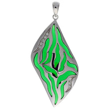 Load image into Gallery viewer, 925 Sterling Silver Various Color Striped Resin Pendant 1 11/16 Inches Long
