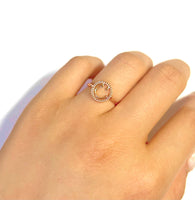 14K Solid Rose Gold Dainty Smiley Face Ring