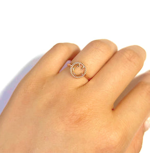 14K Solid Rose Gold Handmade Dainty Smiley Face Ring