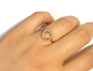 14K Solid Rose Gold Handmade Dainty Smiley Face Ring