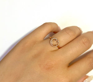 14K Solid Rose Gold Handmade Dainty Smiley Face Ring