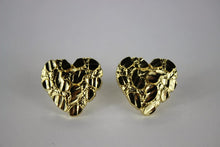 Load image into Gallery viewer, 14K Yellow Gold Diamond Cut Heart Nugget Stud Earrings
