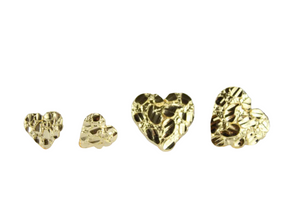 10K Yellow Gold Diamond Cut Heart Nugget Stud Earrings