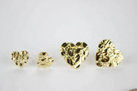 14K Yellow Gold Diamond Cut Heart Nugget Stud Earrings