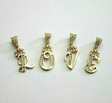 10K Solid Yellow Gold Crown Initial Letter Pendant with CZ