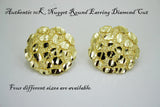 14K Yellow Gold Nugget Round Stud Earrings