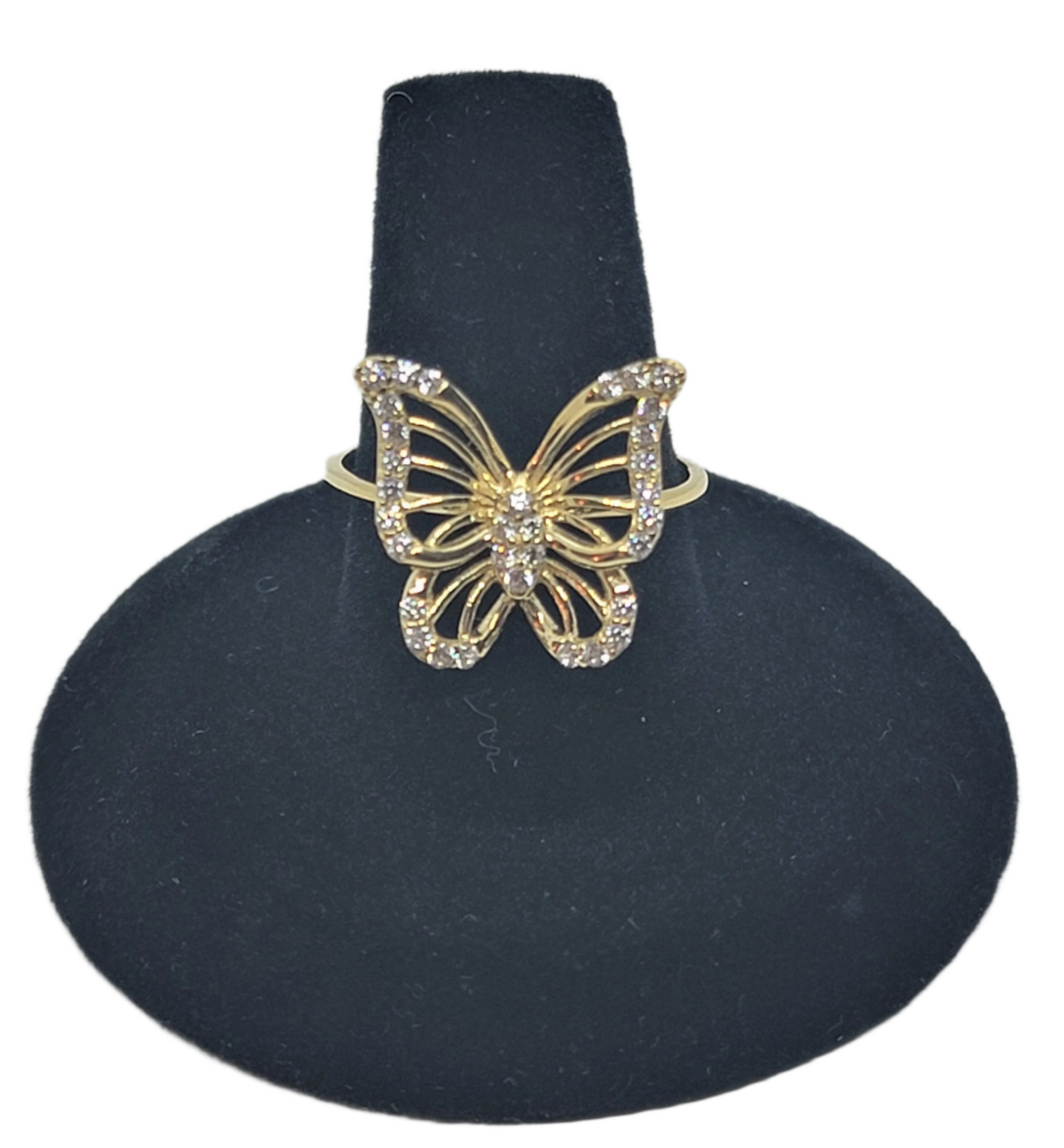 10K Yellow Gold Big Butterfly with CZ Ring