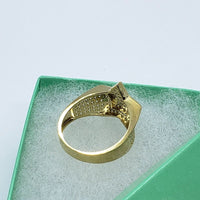 14K Solid Yellow Gold Star Shaped Ring with CZ