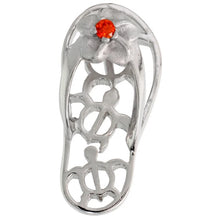 Load image into Gallery viewer, 925 Sterling Silver CZ Hawaiian Plumeria Flip Flops Pendant 1 Inch (25mm) Tall
